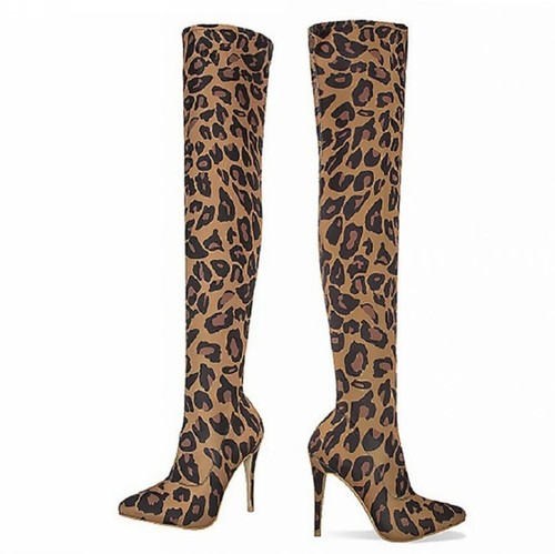 thigh high boots leopard print